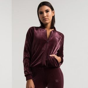 Adidas Maroon Velour Tracksuit- Jacket